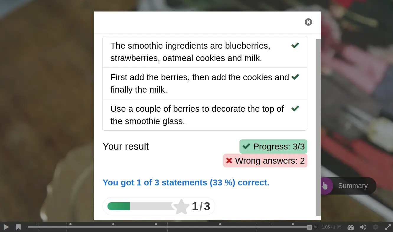 Screenshot of a video with a question pop-up over the frame